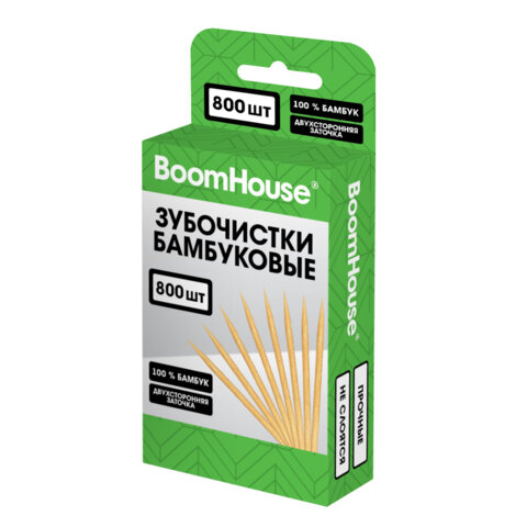 Зубочистки бамбуковые 800 шт. в коробке с подвесом, BOOMHOUSE (БУМХАУС), 701955 - фото 1