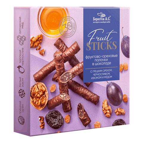 Конфеты шоколадные "Fruit Sticks" с черносливом и грецким орехом 175 г, БЕРЕСТОВ А.С., УТ-00031675 - фото 1