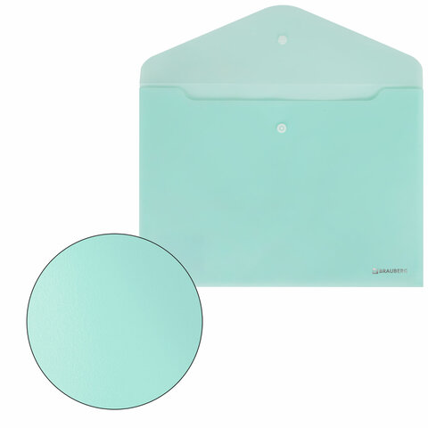 Папка-конверт с кнопкой А4, КОМПЛЕКТ 5 шт., пастельные цвета ассорти, BRAUBERG "PASTEL", 0,18 мм, 272866 - фото 8