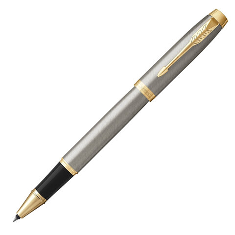 Ручка-роллер PARKER "IM Core Brushed Metal GT", серебристый матовый лак, позолота, черная, 1931663 - фото 5