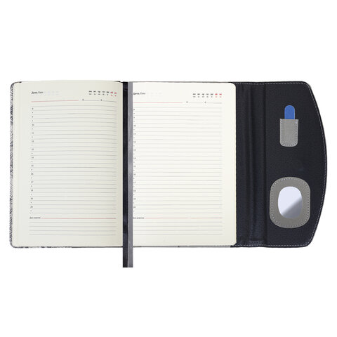 Ежедневник недатированный А5 155х213 мм BRAUBERG "Wild", под кожу, магнит, 160 л., SNAKE, серый, 116234 - фото 7