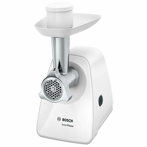 Мясорубка BOSCH MFW2500W, 1500 Вт, производительность 1,7 кг/мин, металлический шнек, пластик, белая - фото 1