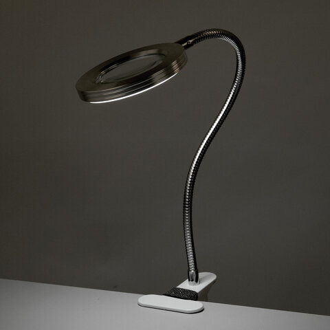 Лупа настольная на прищепке с LED-ПОДСВЕТКОЙ, диаметр 75 мм, увеличение 3, BRAUBERG, 455931 - фото 8