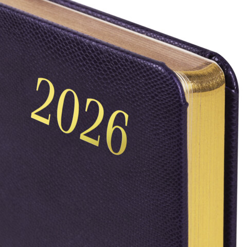 Ежедневник датированный 2026 А5 138x213 мм, BRAUBERG "Iguana", под кожу, темно-фиолетовый, 117059 - фото 3