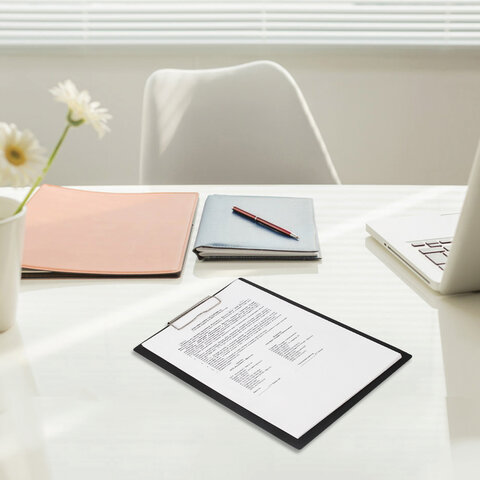 Доска-планшет STAFF с прижимом А4 (315х235 мм), пластик, 1 мм, черная, 229223 - фото 6