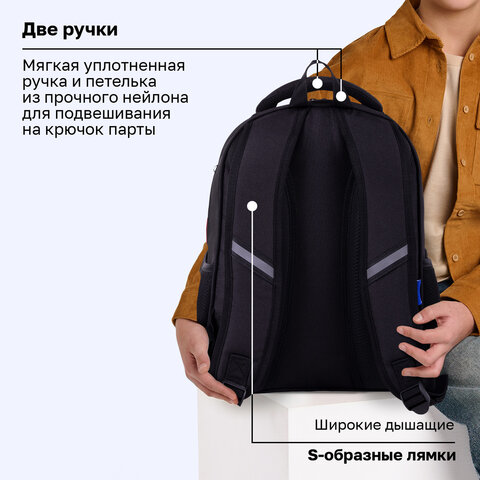 Рюкзак BRAUBERG OPTIMA, 2 отделения, с брелоком, "Держись подальше", СВЕТЯЩИЙСЯ, 36х27х18 см, 271361 - фото 21