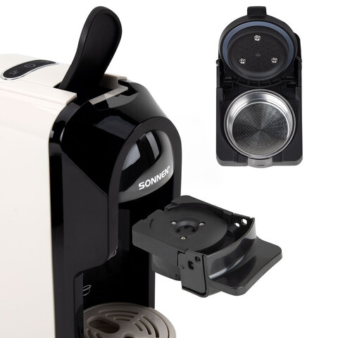 Кофемашина капсульная 3 в 1 для молотого кофе и капсул DOLCE GUSTO и NESPRESSO, SONNEN CM510B, 1450 Вт, 0,6 л, бежевая, 457338 - фото 17