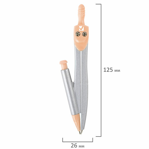 Готовальня BRAUBERG SCHOOL KIT, 9 предметов, циркуль 125 мм, чертежные принадлежности, персиковый цвет, 210715 - фото 12