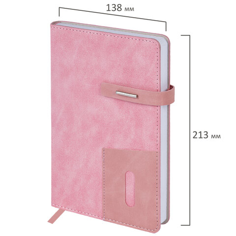 Ежедневник недатированный А5 138х213 мм BRAUBERG "Cowboy", под кожу, застежка 160 л., розовый, 116199 - фото 2