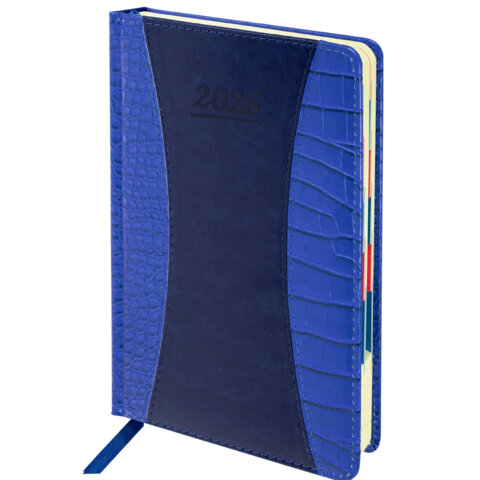 Ежедневник датированный 2026 А5 148х218 мм, GALANT "CombiContract", под кожу, темно-синий, 117486 - фото 1