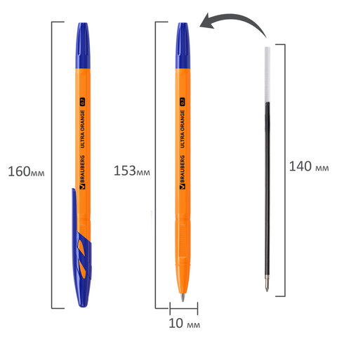 Ручка шариковая BRAUBERG "ULTRA ORANGE", СИНЯЯ, узел 0,7 мм, чернила ГЕРМАНИЯ, наконечник ШВЕЙЦАРИЯ, 143562 - фото 7