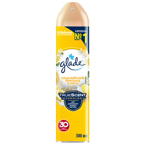 Освежитель воздуха аэрозольный 300 мл, GLADE "Сицилийский лимонад и мята", 864948 Освежитель воздуха аэрозольный 300 мл, GLADE "Сицилийский лимонад и мята", 864948 - фото 1