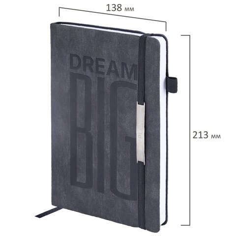 Ежедневник недатированный А5 138х213 мм BRAUBERG "BeStyle", под кожу, резинка, держатель, 160 л., графитовый, 116215 - фото 2