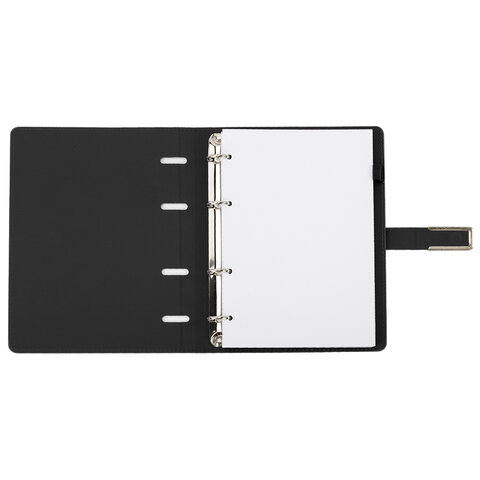 Тетрадь на кольцах А5, 180х220 мм, 120 л., под кожу soft-touch, застежка, BRAUBERG SHADE, черный, 405246 - фото 6