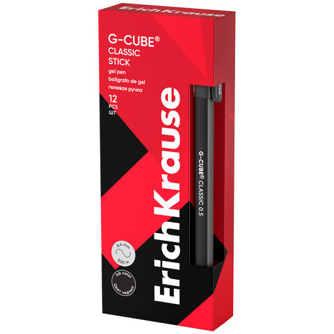 Ручка гелевая ERICH KRAUSE "G-cube", ЧЕРНАЯ, корпус черный, игольчатый узел 0,5 мм, линия письма 0,4 мм, 46447 - фото 3