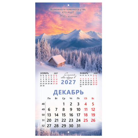Календарь настенный перекидной 2027 г., BRAUBERG, 12 листов, 28,5х57 см, "Вселенная", 118412 - фото 16