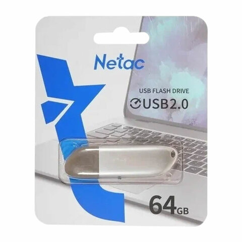 Флеш-диск 64 GB NETAC U352, USB 2.0, металлический корпус, серебристый, NT03U352N-064G-20PN - фото 5