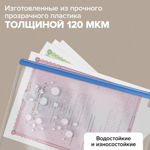 Папка-конверт СУПЕР КОМПЛЕКТ на молнии, 12 штук, А4 (335х238 мм), BRAUBERG, 271346 - фото 10