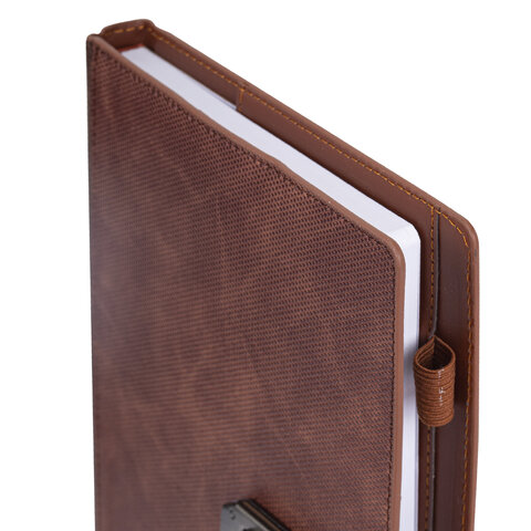 Ежедневник недатированный А5 152х220 мм BRAUBERG "Sirius", под кожу, застежка 160 л., коричневый, 116211 - фото 3