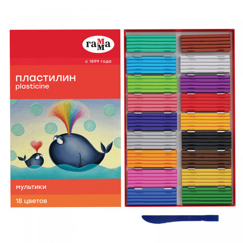 Пластилин ГАММА "Мультики", 18 цветов, 360 г, со стеком, 280028 - фото 2