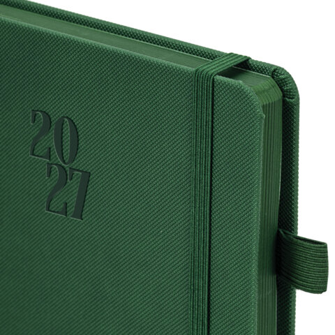 Ежедневник датированный 2027, А5, 138х213 мм, BRAUBERG "Plain", под кожу, резинка, держатель для ручки, темно-зеленый, 118038 - фото 4