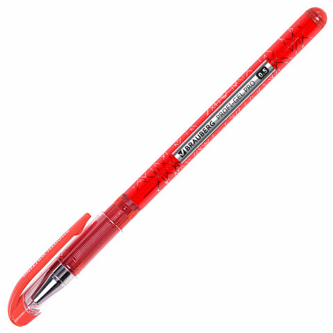Ручка гелевая BRAUBERG "Profi-Gel PRO", КРАСНАЯ, линия письма 0,4 мм, игольчатый наконечник 0,5 мм, печать на корпусе, 144126 - фото 3