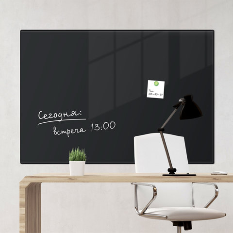 Доска магнитно-маркерная стеклянная 60х90 см, 3 магнита, ЧЕРНАЯ, BRAUBERG, 236748 - фото 7