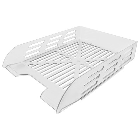 Лоток горизонтальный для бумаг BRAUBERG ECO, 330х245х65 мм, сетчатый, прозрачный, 239013 - фото 1