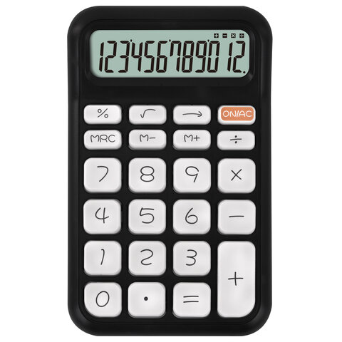 Калькулятор настольный BRAUBERG KW-500-BK (93x148 мм), 3D-кнопки, 12 разрядов, черный, 272954 - фото 1