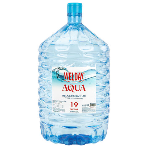 Вода питьевая для кулера WELDAY AQUA (ВЭЛДЭЙ АКВА) 19 л, одноразовая бутыль, 624164 - фото 1