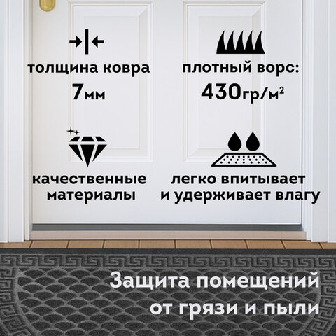 Коврик придверный 60х90 см, СЕРЫЙ, грязезащитный, 430 г/м2, ПОЛУКРУГ, фактурный рисунок ЧЕШУЙКИ, ЛЮБАША, 701052 Коврик придверный 60х90 см, СЕРЫЙ, грязезащитный, 430 г/м2, ПОЛУКРУГ, фактурный рисунок ЧЕШУЙКИ, ЛЮБАША, 701052 - фото 9