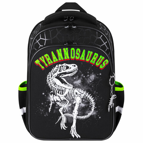 Ранец BRAUBERG QUADRO, 3 отделения, с брелком, "Tyrannosaur", светящийся рисунок, 37х28х18 см, 272021 - фото 3