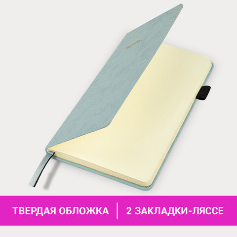 Блокнот А5 138x213 мм, BRAUBERG "Velvet", резинка, держатель, 80 л., клетка, серо-голубой, 116241 - фото 9