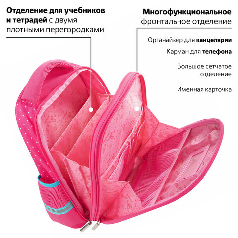 Ранец ЮНЛАНДИЯ LIGHT, 2 отделения, "Pretty mouse", 3D панель, 38х29х16 см, 270606 - фото 22