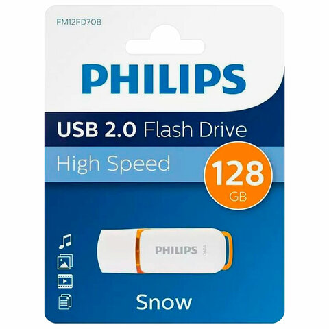 Флеш-диск 128 GB PHILIPS SNOW, разъем USB 2.0, желтый, FM12FD70B/97 - фото 3