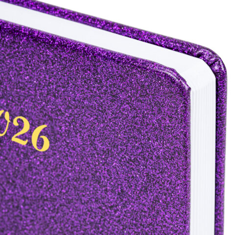 Ежедневник датированный 2026 А5 138x213 мм BRAUBERG Sparkle, под кожу, блестки, фиолетовый, 117438 - фото 3