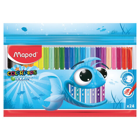 Фломастеры MAPED (Франция) "Color'Peps Ocean", 24 цвета, смываемые, вентилируемый колпачок, 845722 - фото 7