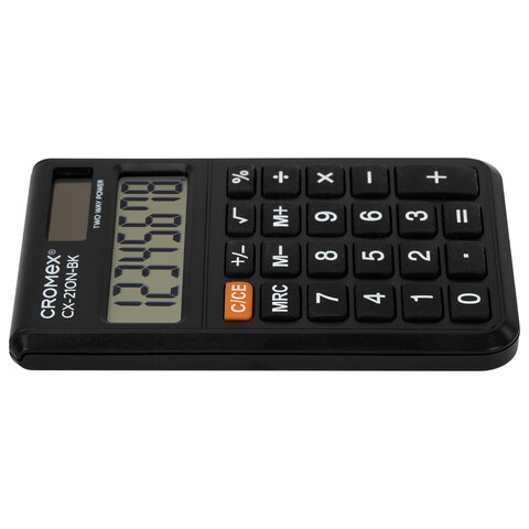 Калькулятор карманный CROMEX (КРОМЕКС) CX-210N-BK (96х62 мм), 8 разрядов, двойное питание, черный, 273834 - фото 5