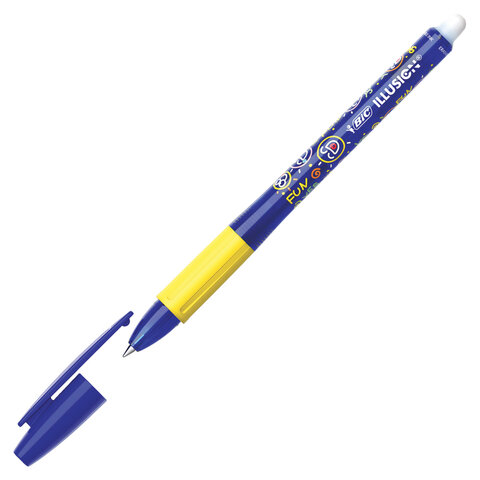 Ручка стираемая гелевая с грипом BIC "Gelocity Illusion", СИНЯЯ, корпус синий, линия 0,3 мм, 516518 - фото 4