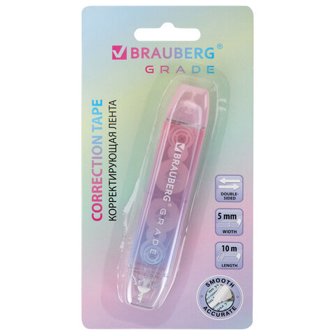 Корректирующая лента двусторонняя BRAUBERG "GRADE PASTEL", 5 мм x 10 м, корпус ассорти, блистер, 273025 - фото 12