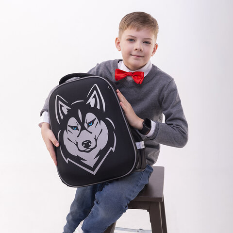 Ранец BRAUBERG SHINY, 2 отделения, с брелоком, "Husky", СВЕТЯЩИЙСЯ РИСУНОК, 38х28х14 см, 271383 - фото 8