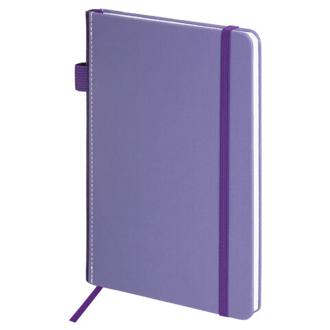 Блокнот А5 135x212 мм BRAUBERG "Edge", под кожу, резинка, держатель, 80 л., клетка, сиреневый, 117150 - фото 2
