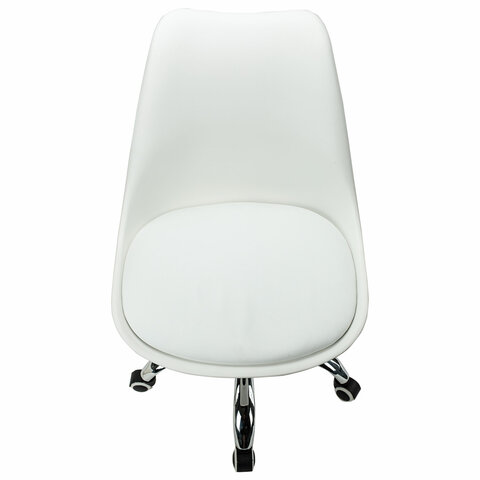 Кресло стул BRABIX "Eames MG-310 CH", хром, пластик белый, экокожа белая, 532923 - фото 7