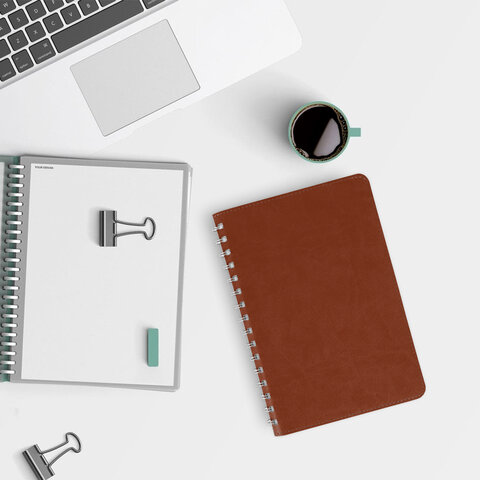 Бизнес-тетрадь на гребне А5 148x218 мм, BRAUBERG "Office PRO", под кожу, клетка, 80 л., коричневая, 111044 - фото 6