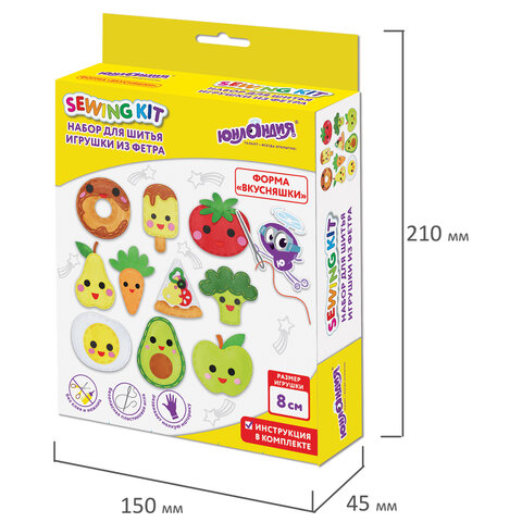 Набор для шитья игрушки из фетра "Вкусняшки", 10 игрушек, ЮНЛАНДИЯ, 664734 - фото 7
