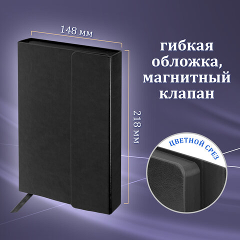 Ручка шариковая GALANT "Marburg", корпус серебристый, ежедневник недатированный А5 черный, пакет, 880905 - фото 13