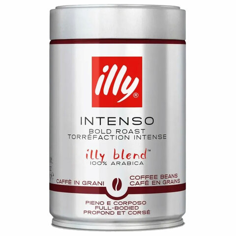 Кофе в зернах ILLY "Intenso" ИТАЛИЯ, 250 г, в жестяной банке, арабика 100%, ИТАЛИЯ, 1819 - фото 1