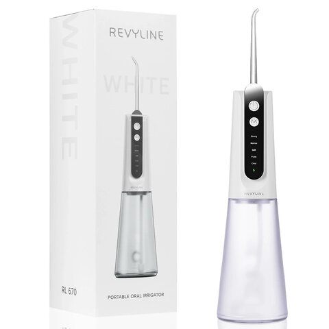 Ирригатор для полости рта REVYLINE RL 670, емкость резервуара 0,27 л, 2 насадки, белый, 9101 - фото 1