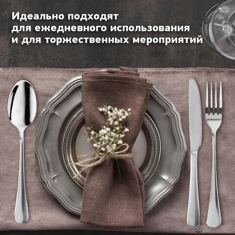 Набор столовых приборов PREMIUM 24 шт., 6 персон, серебристый, нержавеющая сталь, DASWERK, 609073 - фото 12