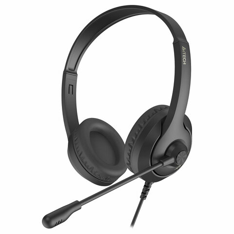 Наушники с микрофоном (гарнитура) A4TECH Fstyler FH100U, проводные, 2 м, USB, черные, 1774509 - фото 1